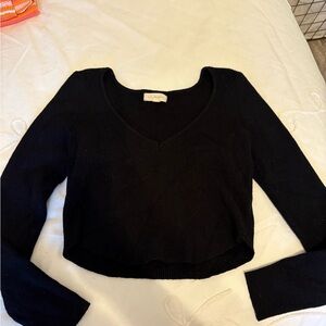 La Hearts Black Knit V-Neck Long Sleeve Top